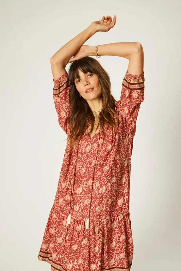 Stevie Dress Water Lily Terracotta Women Natalie Martin Dresses Stevie Dress Water Lily Terracotta Women Natalie Martin Dresses