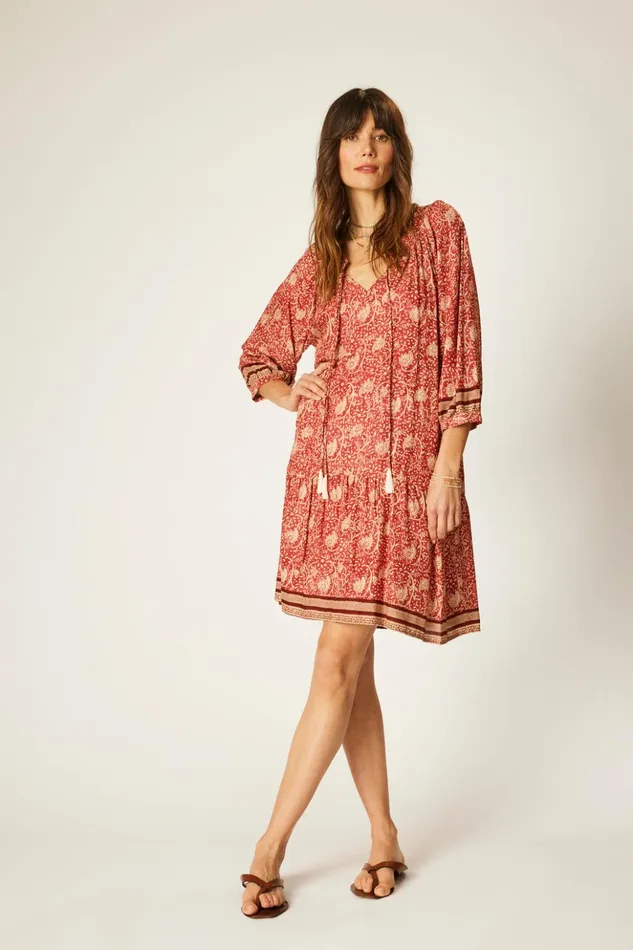 Stevie Dress Water Lily Terracotta Women Natalie Martin Dresses Stevie Dress Water Lily Terracotta Women Natalie Martin Dresses