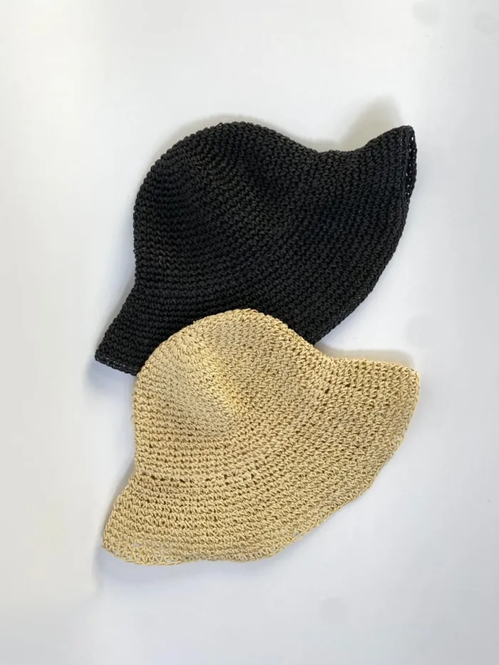 Straw Bucket Hat Black Women Natalie Martin