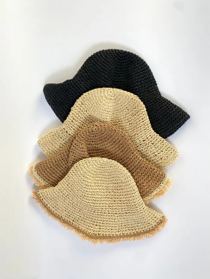 Straw Bucket Hat Black Women Natalie Martin