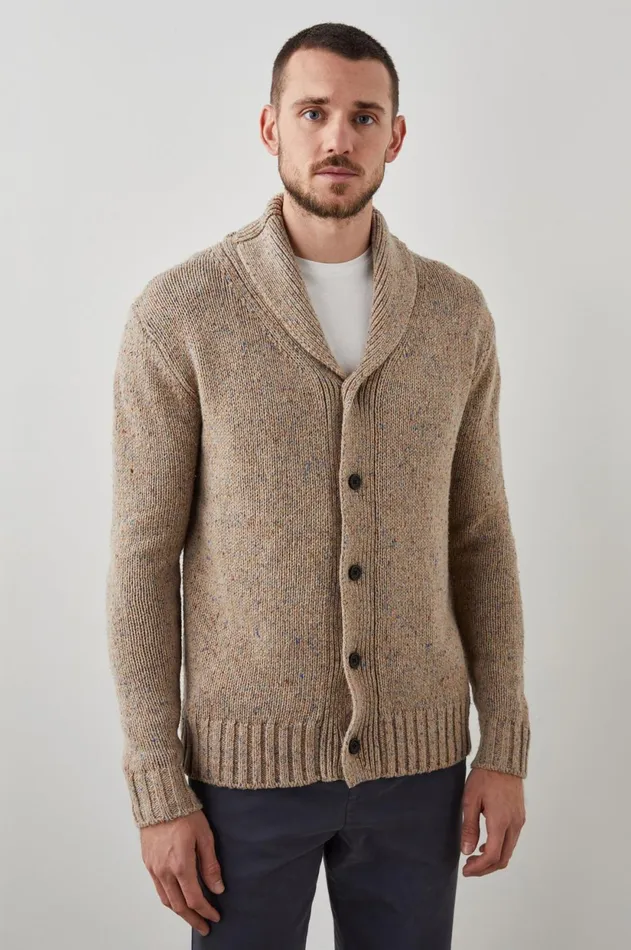 Sweaters Men Rails Corden Cardigan Oatmeal Speckle