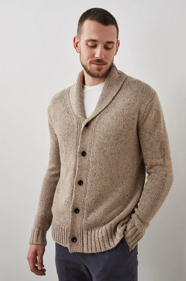 Sweaters Men Rails Corden Cardigan Oatmeal Speckle
