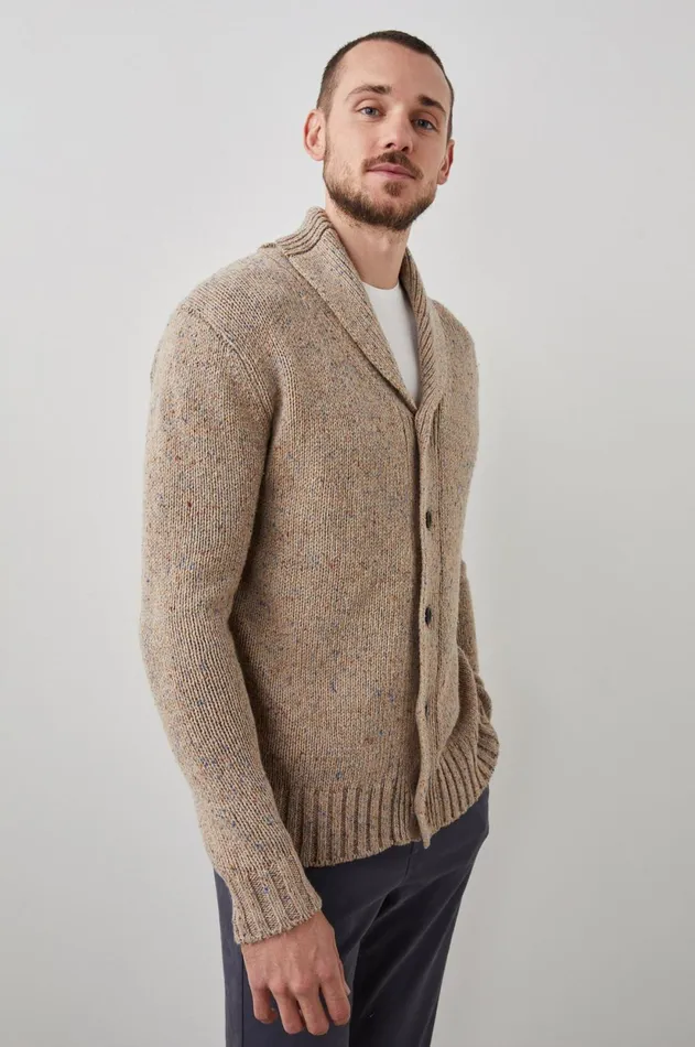 Sweaters Men Rails Corden Cardigan Oatmeal Speckle