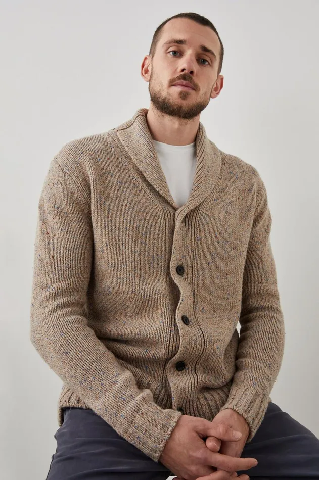 Sweaters Men Rails Corden Cardigan Oatmeal Speckle