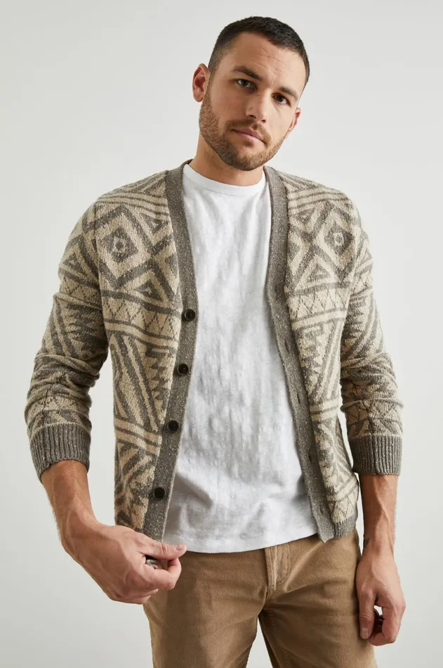 Sweaters Men Rails Duran Cardigan Khaki Foliage Nep