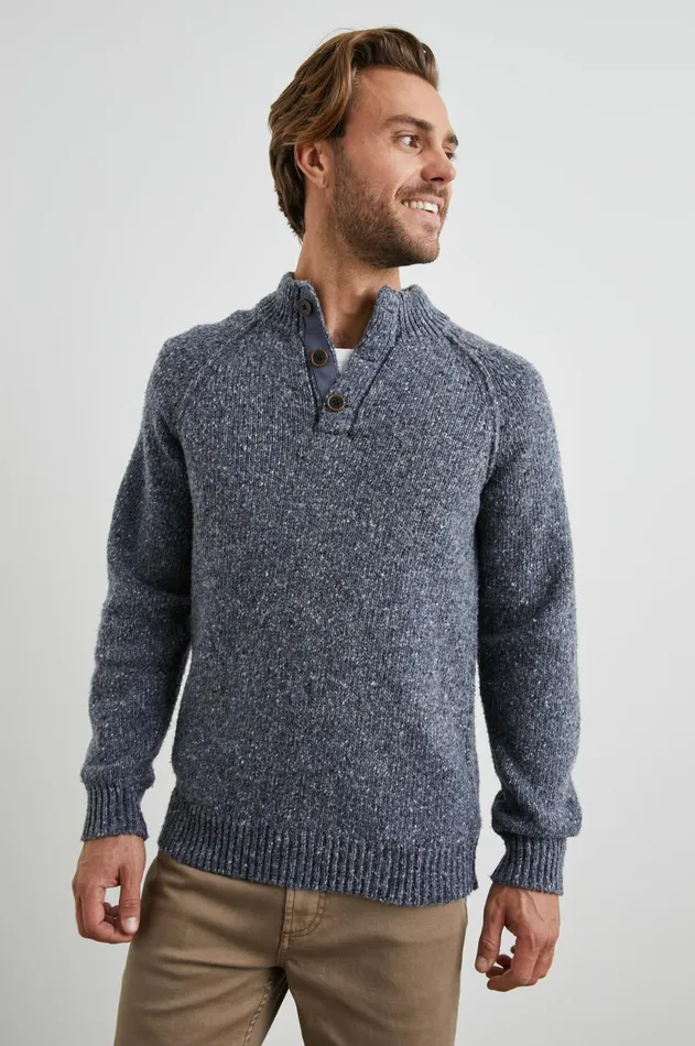 Sweaters Men Rails Harding Sweater Blue Nep