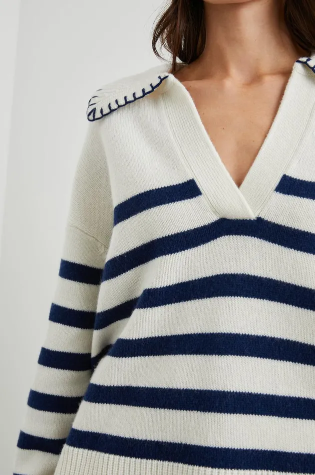 Sweaters Women Rails Athena Sweater Ivory Navy Stripe