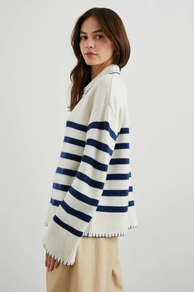 Sweaters Women Rails Athena Sweater Ivory Navy Stripe