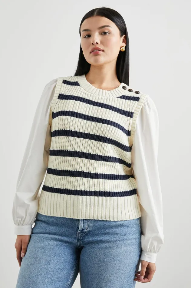 Sweaters Women Rails Bambi Sweater Ivory Navy Stripe
