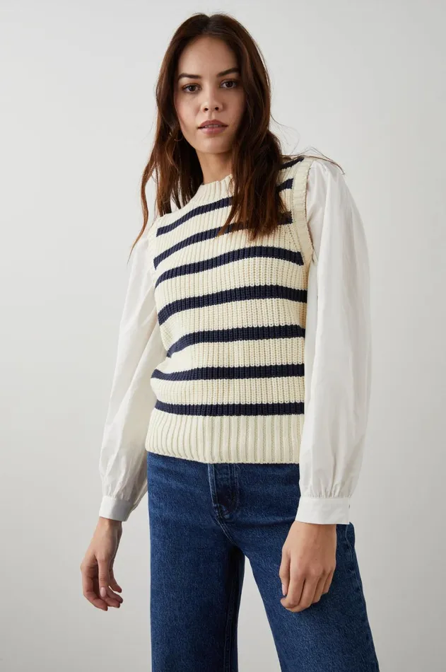 Sweaters Women Rails Bambi Sweater Ivory Navy Stripe
