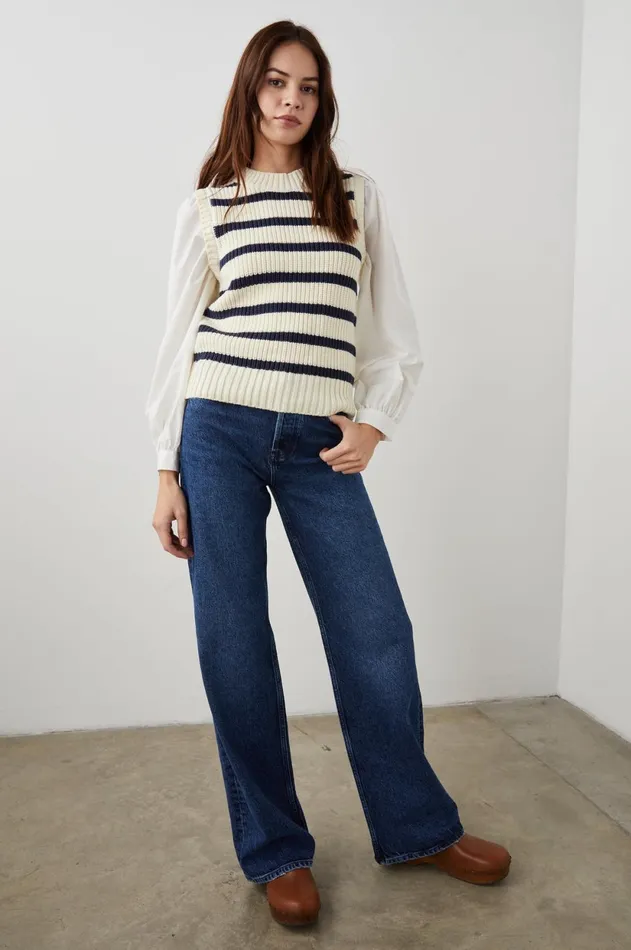 Sweaters Women Rails Bambi Sweater Ivory Navy Stripe