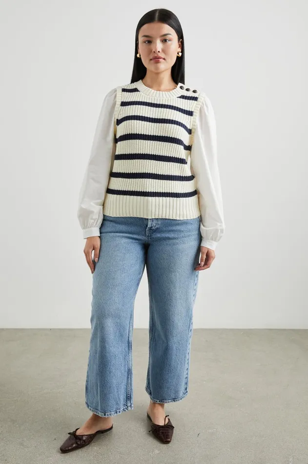 Sweaters Women Rails Bambi Sweater Ivory Navy Stripe