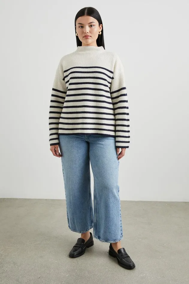 Sweaters Women Rails Claudia Sweater Cream Navy Stripe
