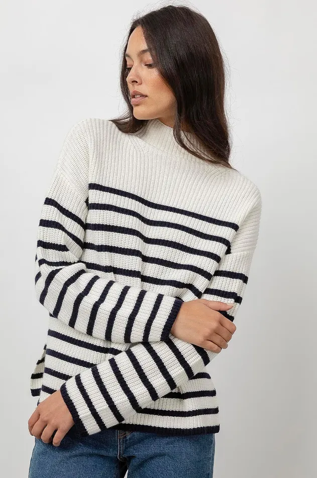 Sweaters Women Rails Claudia Sweater Cream Navy Stripe