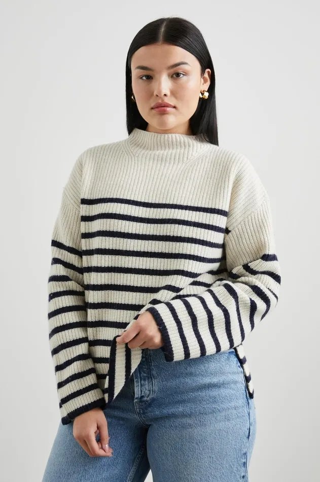Sweaters Women Rails Claudia Sweater Cream Navy Stripe