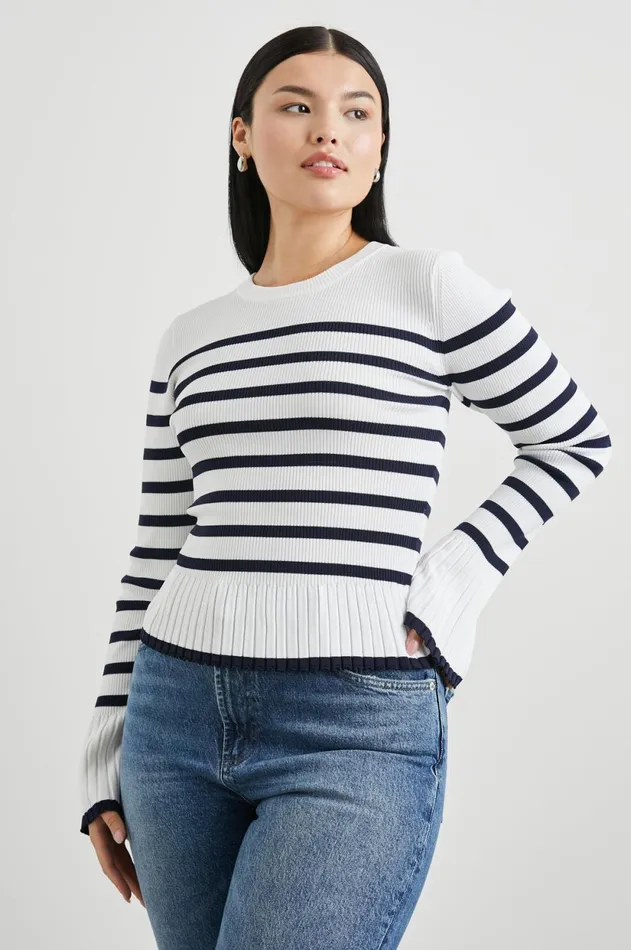 Sweaters Women Rails Gemma Sweater Ivory Navy Stripe