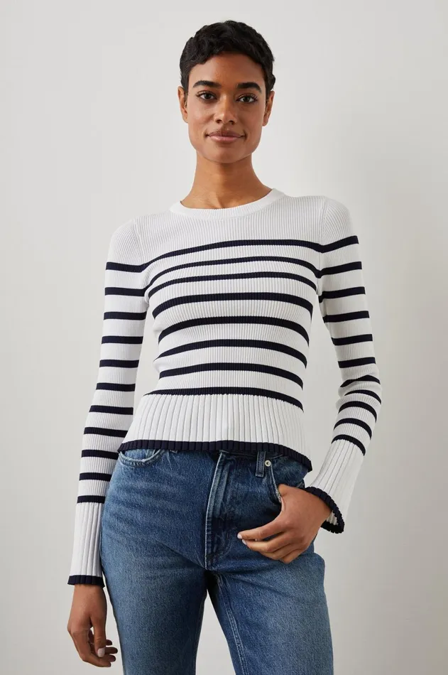 Sweaters Women Rails Gemma Sweater Ivory Navy Stripe