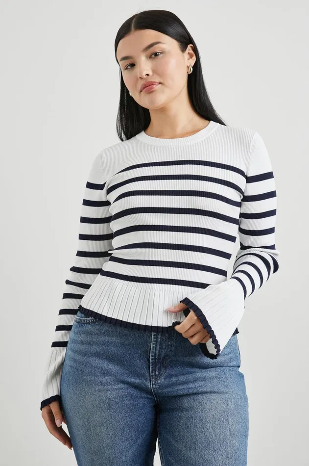 Sweaters Women Rails Gemma Sweater Ivory Navy Stripe