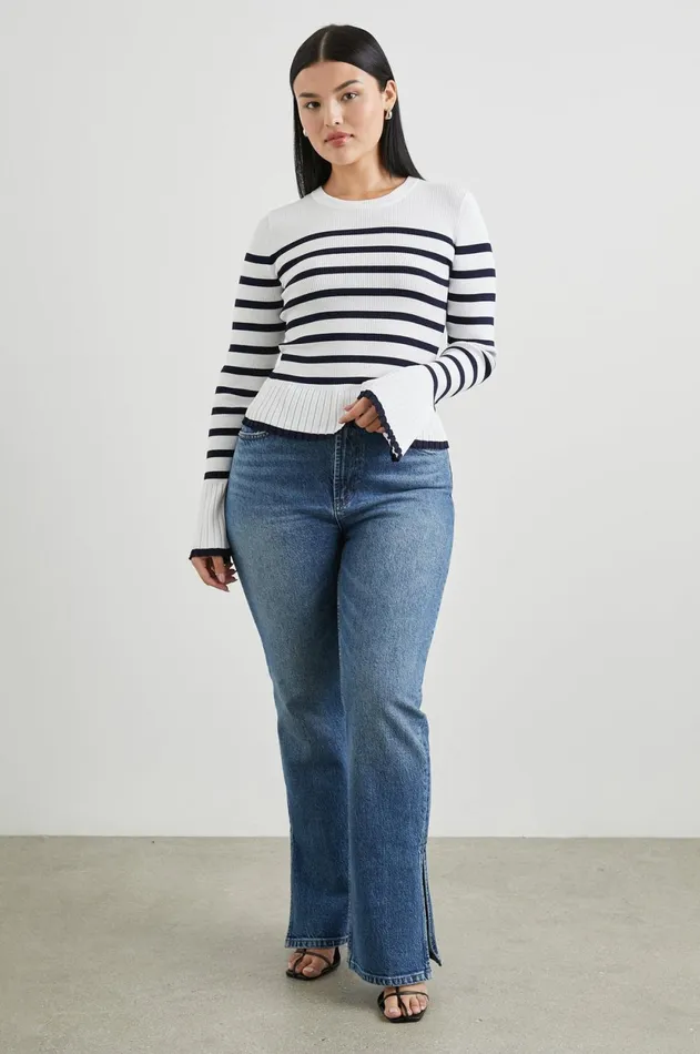Sweaters Women Rails Gemma Sweater Ivory Navy Stripe