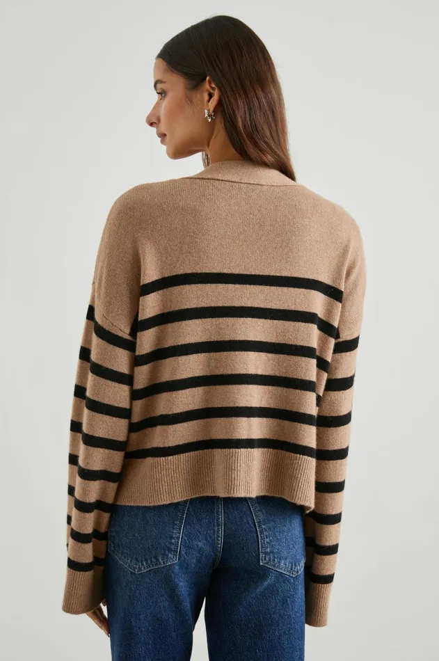 Sweaters Women Rails Geneva Cardigan Camel Black Stripe