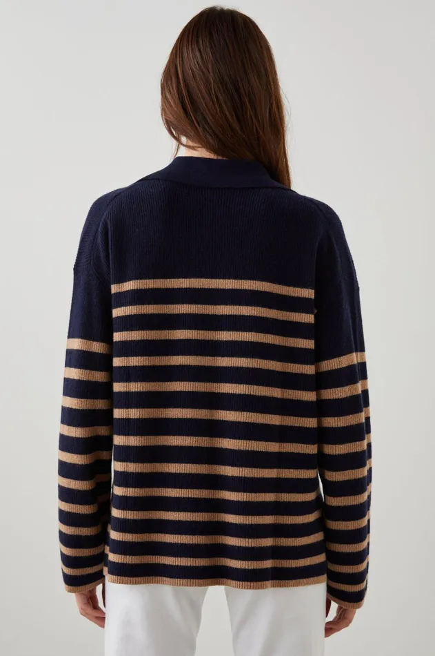 Sweaters Women Rails Harris Sweater Camel Navy Stripe