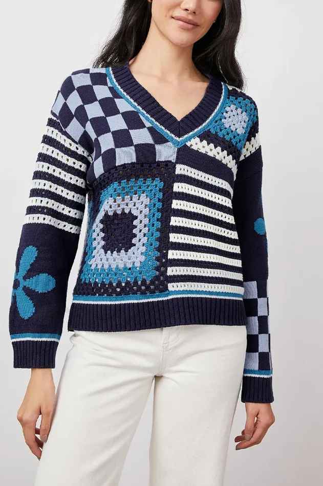 Sweaters Women Rails Joni Sweater Blue Patchwork