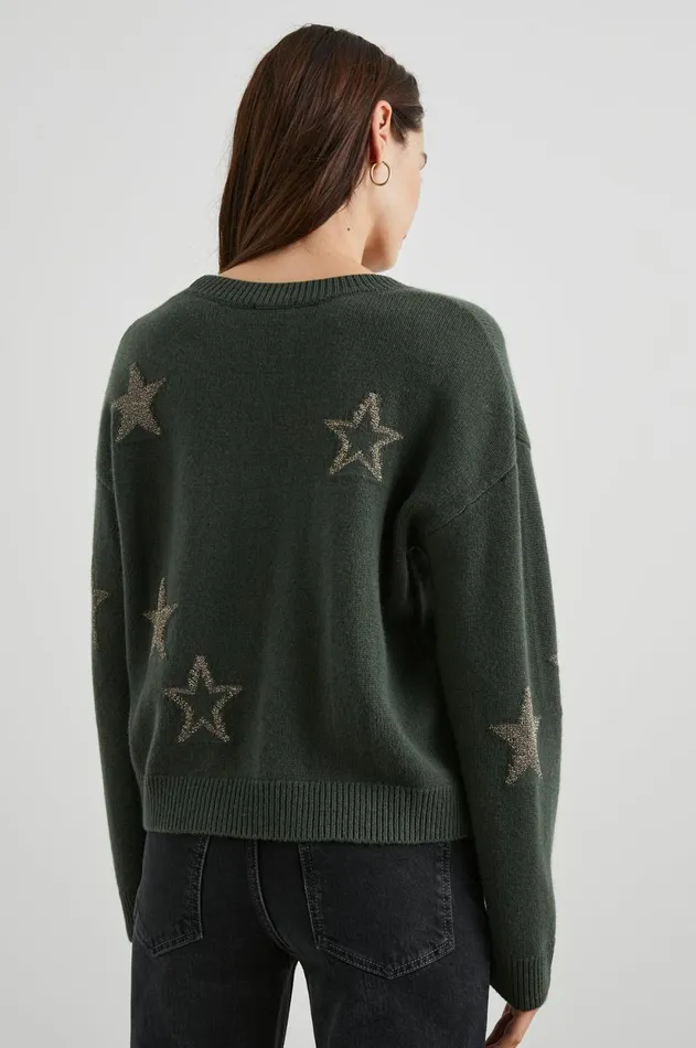 Sweaters Women Rails Perci Sweater Olive Gold Stars