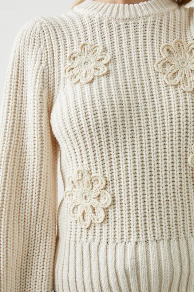 Sweaters Women Rails Romy Sweater Ivory Crochet Daisies