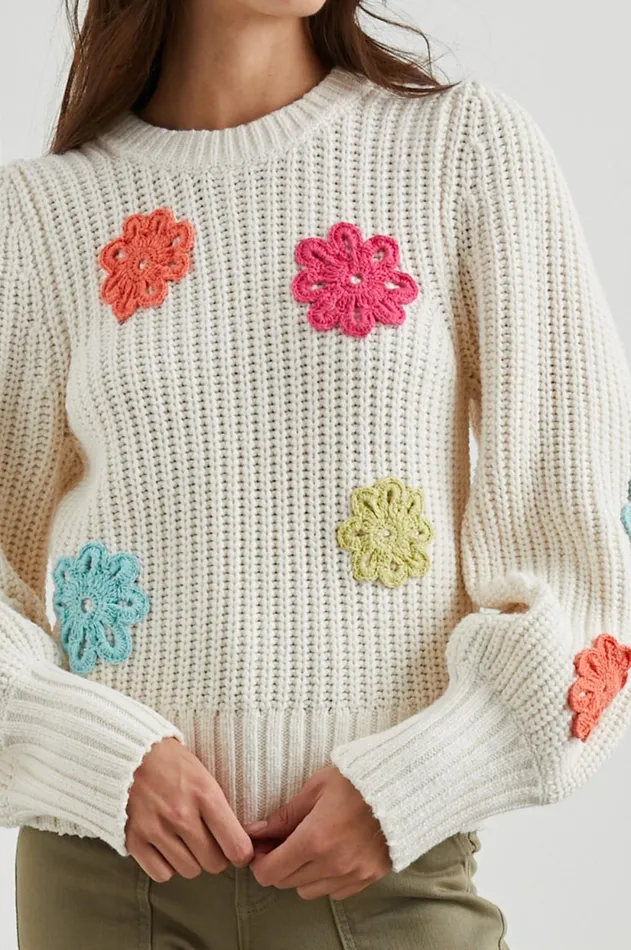 Sweaters Women Rails Romy Sweater Ivory Multi Daisies