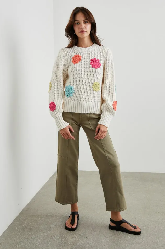 Sweaters Women Rails Romy Sweater Ivory Multi Daisies