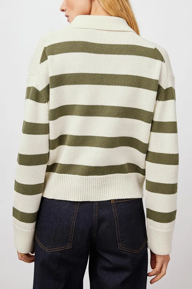 Sweaters Women Rails Shae Sweater Ivory Olive Stripe
