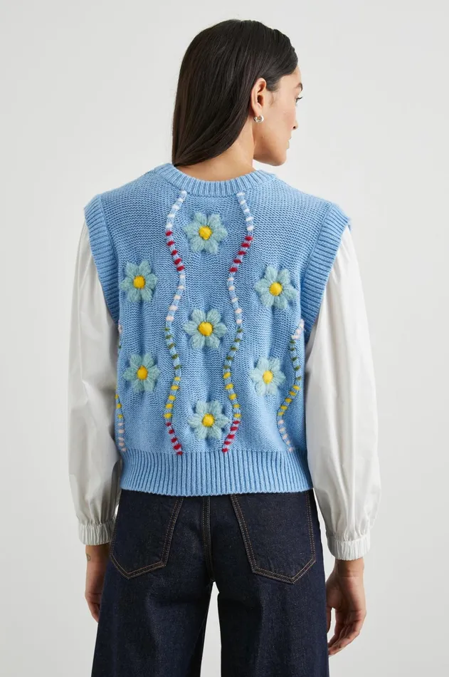 Sweaters Women Rails Tess Sweater Blue Cable Daisies