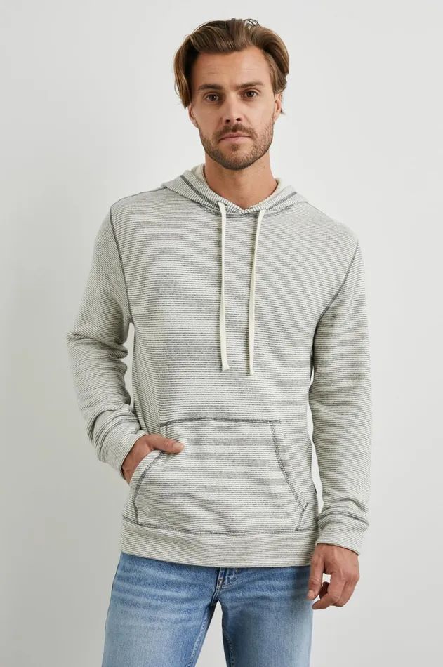 Sweatshirts and Hoodies Men Rails Smith Hoodie Cream Navy Stripe