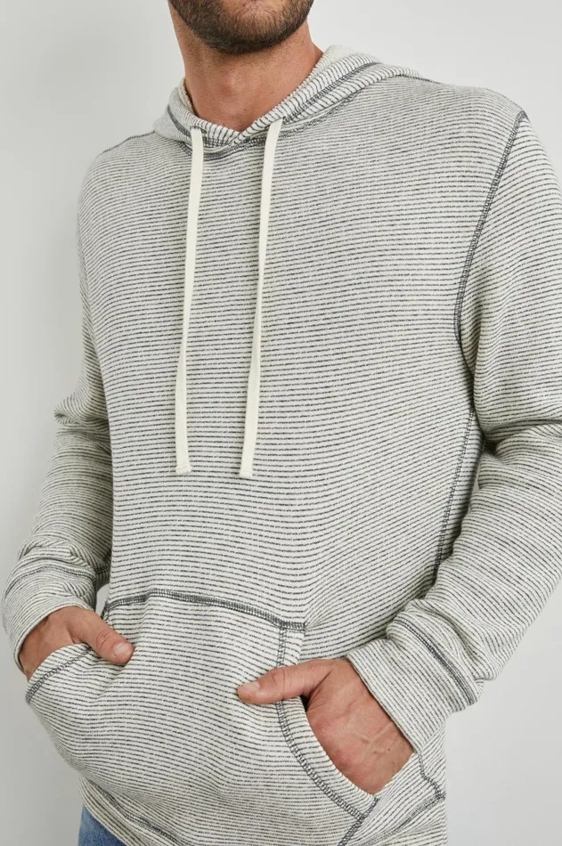 Sweatshirts and Hoodies Men Rails Smith Hoodie Cream Navy Stripe