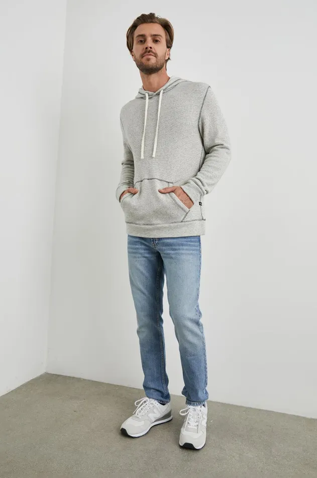 Sweatshirts and Hoodies Men Rails Smith Hoodie Cream Navy Stripe
