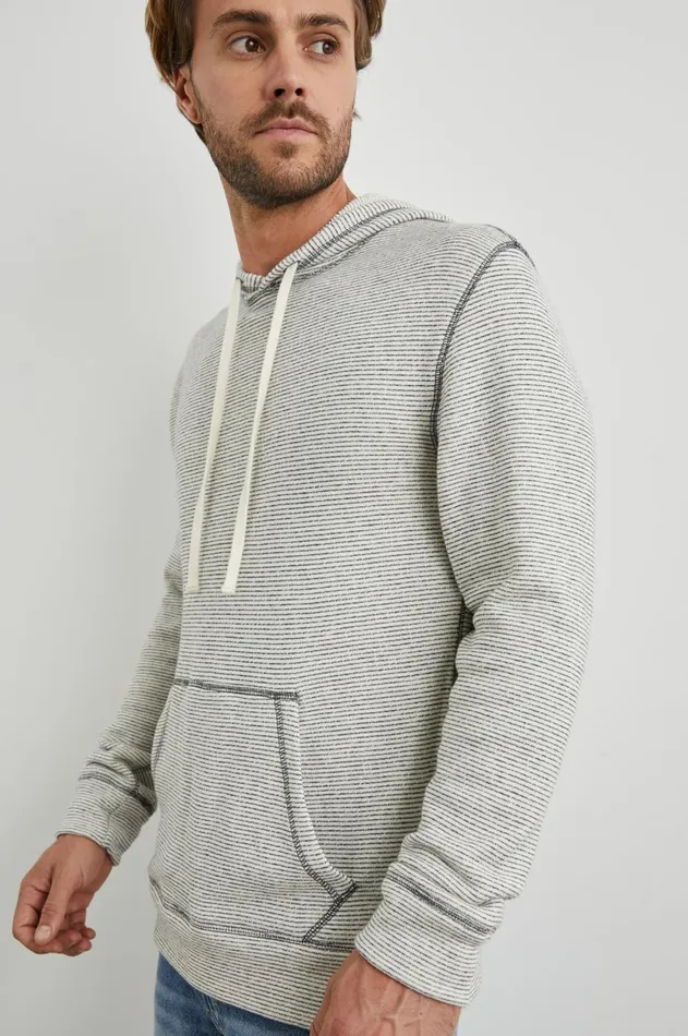 Sweatshirts and Hoodies Men Rails Smith Hoodie Cream Navy Stripe