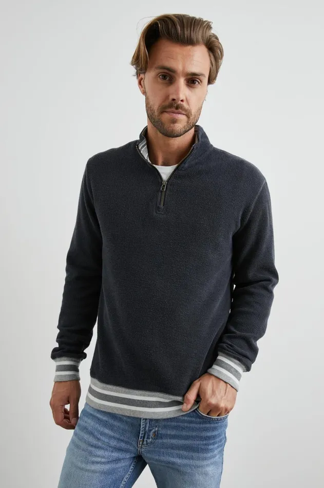 Sweatshirts and Hoodies Men Rails Ward Quarter Zip Knittany Blue
