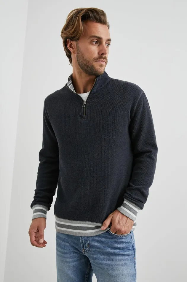 Sweatshirts and Hoodies Men Rails Ward Quarter Zip Knittany Blue
