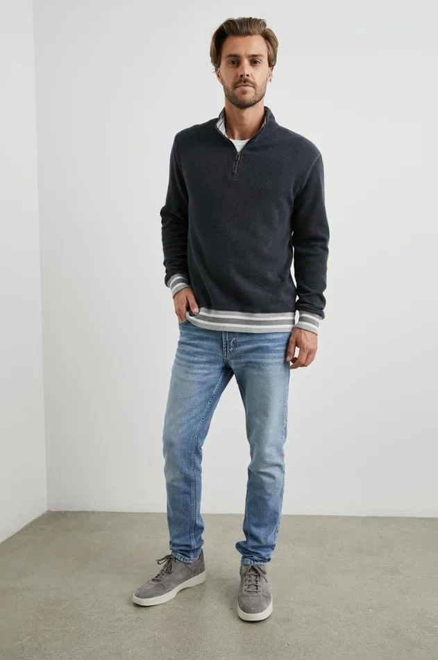 Sweatshirts and Hoodies Men Rails Ward Quarter Zip Knittany Blue