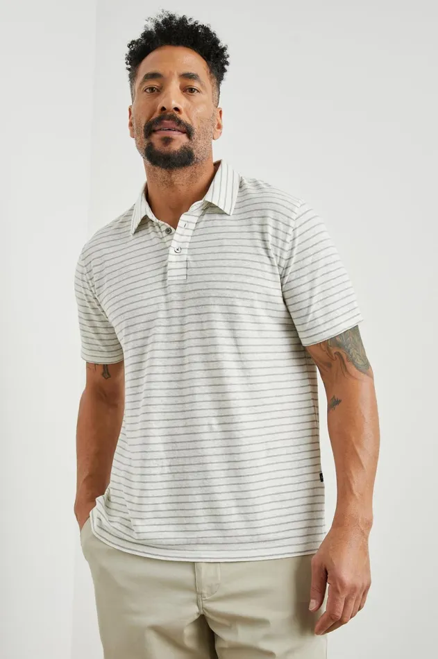 TShirts and Polos Men Rails Napoli Polo Shirt Cream Barley Stripe