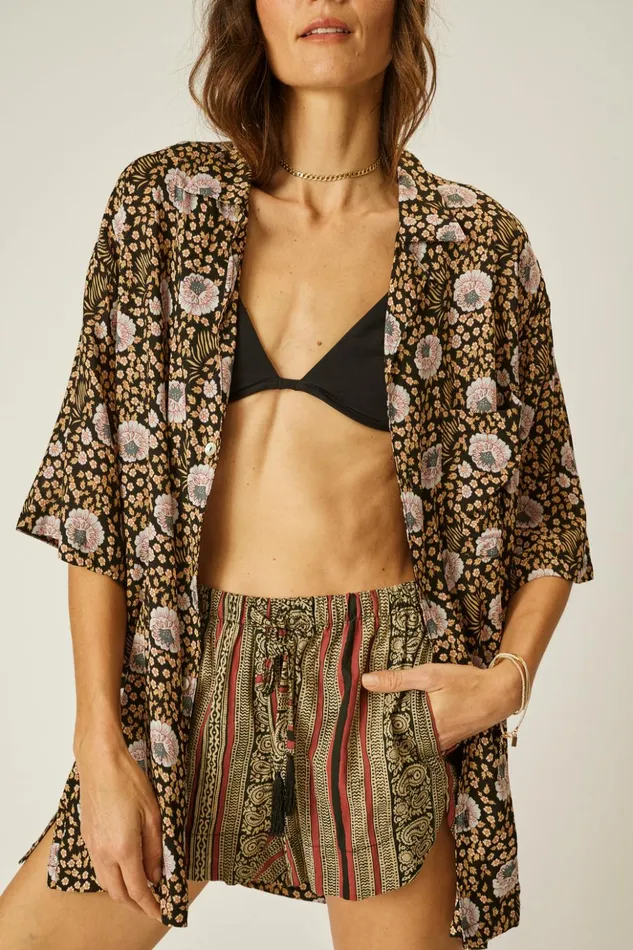 Tash Short Paisley Stripe Black Women Natalie Martin Bottoms