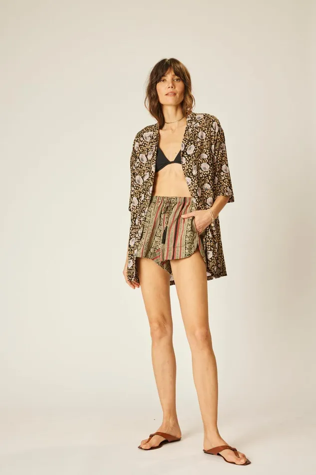 Tash Short Paisley Stripe Black Women Natalie Martin Bottoms Tash Short Paisley Stripe Black Women Natalie Martin Bottoms