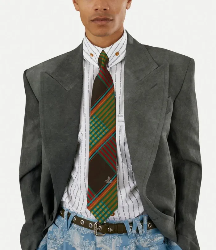 Ties And Handkerchiefs Men Vivienne Westwood Combat Tartan Tie 85cm In Black