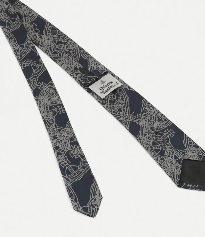 Ties And Handkerchiefs Men Vivienne Westwood Crazy Orb Outline Tie 7cm In DarkBlue