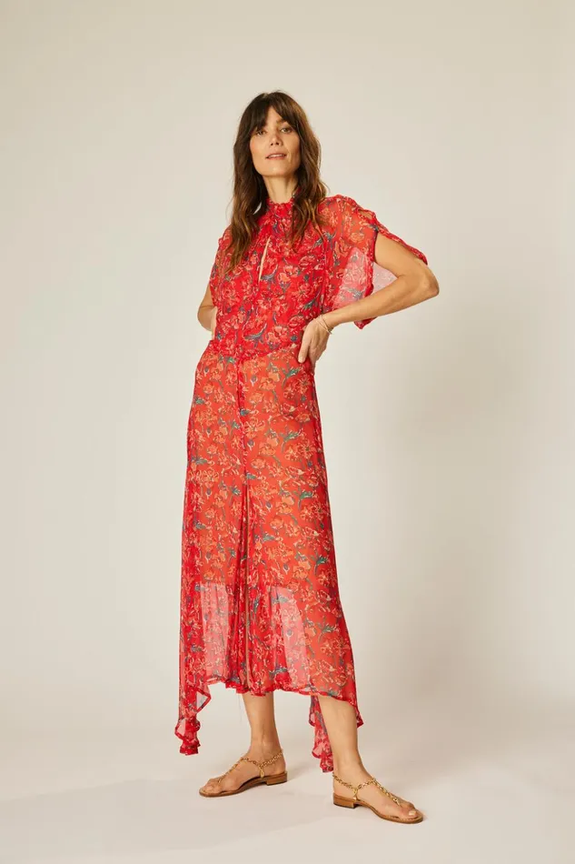 Tiffany Dress Chiffon Watercolor Vermil Women Natalie Martin Dresses