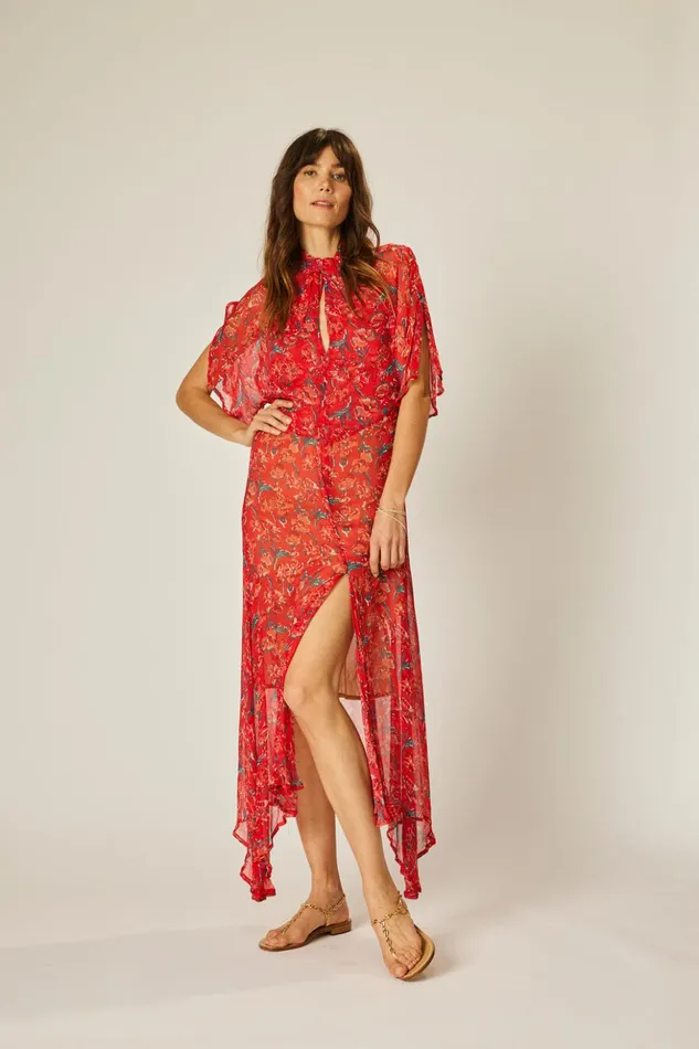 Tiffany Dress Chiffon Watercolor Vermil Women Natalie Martin Dresses