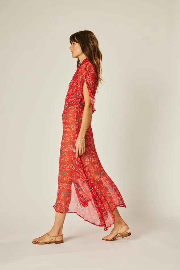 Tiffany Dress Chiffon Watercolor Vermil Women Natalie Martin Dresses