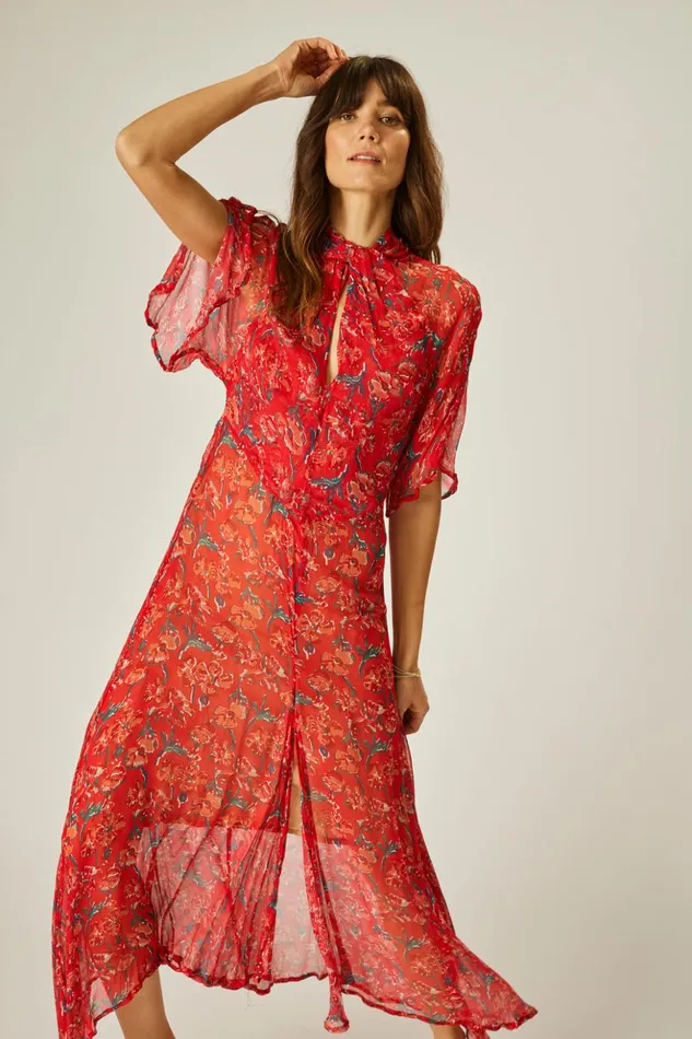 Tiffany Dress Chiffon Watercolor Vermil Women Natalie Martin Dresses