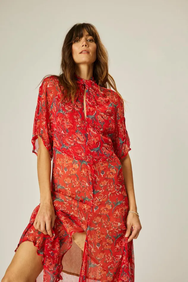 Tiffany Dress Chiffon Watercolor Vermil Women Natalie Martin Dresses
