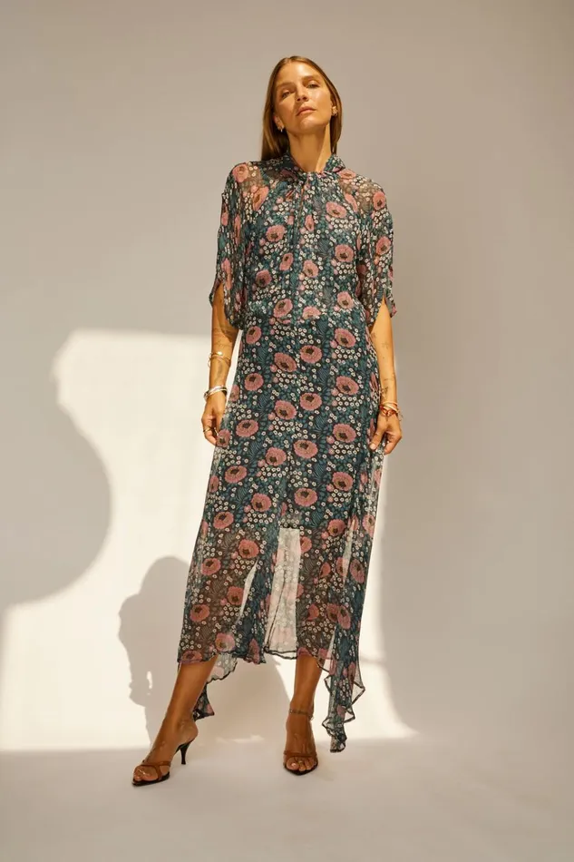 Tiffany Dress Vintage Flowers Indigo Women Natalie Martin Dresses